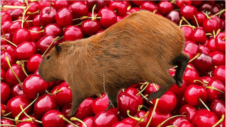 Capybaras love eating cherries